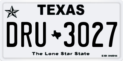 TX license plate DRU3027