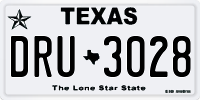 TX license plate DRU3028