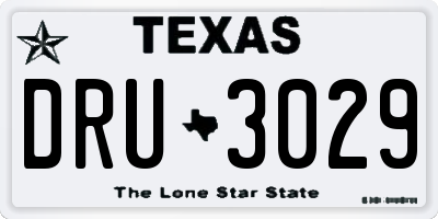 TX license plate DRU3029
