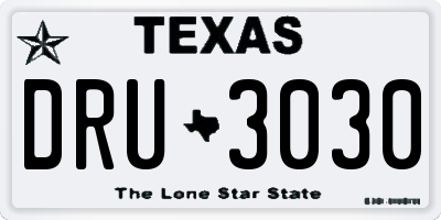 TX license plate DRU3030