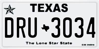 TX license plate DRU3034