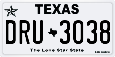 TX license plate DRU3038