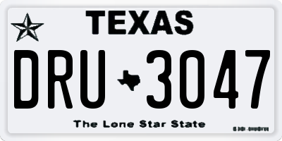 TX license plate DRU3047