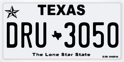 TX license plate DRU3050