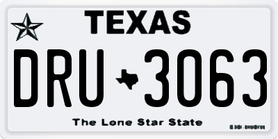 TX license plate DRU3063