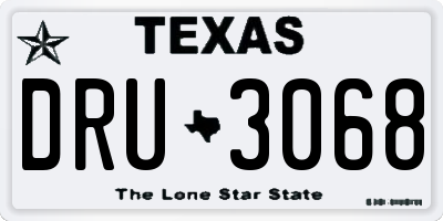 TX license plate DRU3068