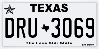 TX license plate DRU3069