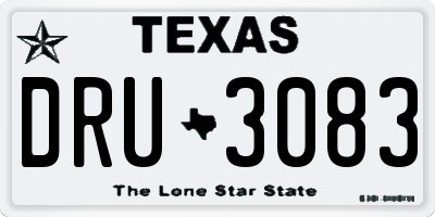 TX license plate DRU3083