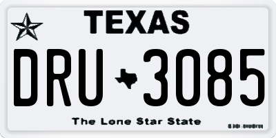 TX license plate DRU3085