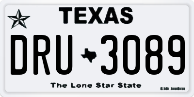 TX license plate DRU3089