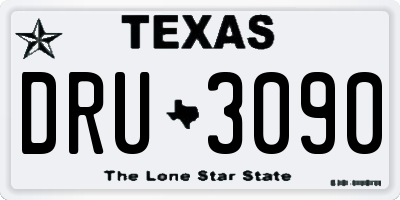 TX license plate DRU3090