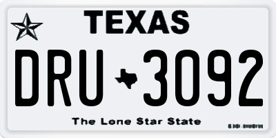 TX license plate DRU3092