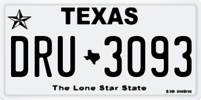 TX license plate DRU3093