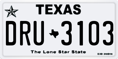 TX license plate DRU3103