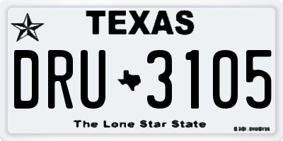 TX license plate DRU3105