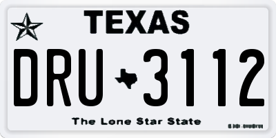 TX license plate DRU3112