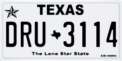 TX license plate DRU3114