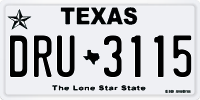 TX license plate DRU3115