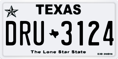 TX license plate DRU3124