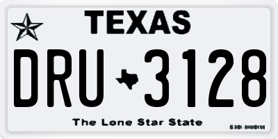 TX license plate DRU3128