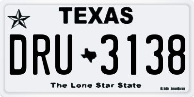 TX license plate DRU3138