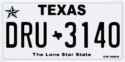 TX license plate DRU3140