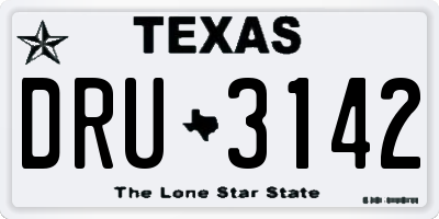 TX license plate DRU3142