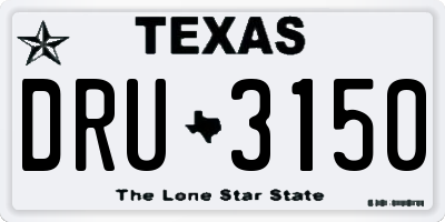 TX license plate DRU3150