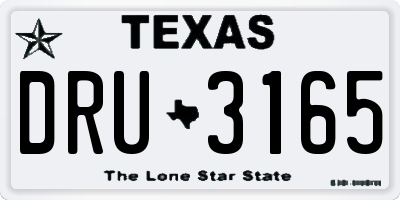 TX license plate DRU3165