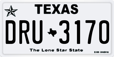 TX license plate DRU3170
