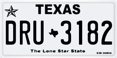 TX license plate DRU3182