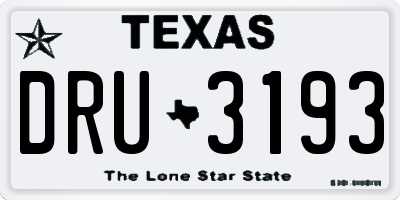 TX license plate DRU3193