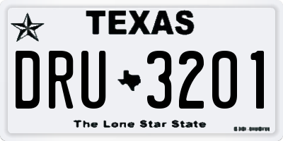 TX license plate DRU3201