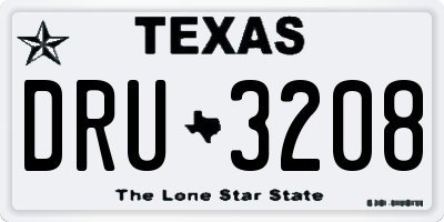 TX license plate DRU3208
