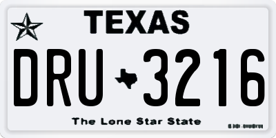 TX license plate DRU3216