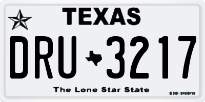 TX license plate DRU3217