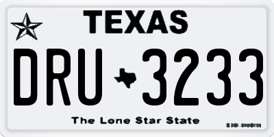 TX license plate DRU3233