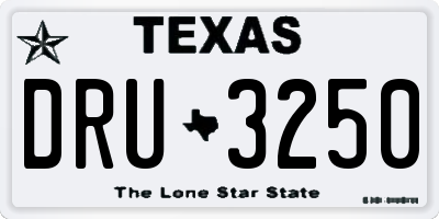 TX license plate DRU3250