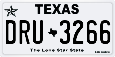 TX license plate DRU3266