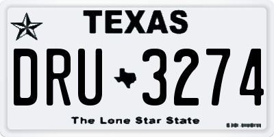 TX license plate DRU3274