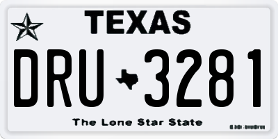 TX license plate DRU3281