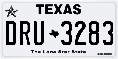 TX license plate DRU3283