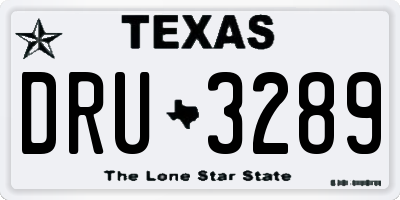 TX license plate DRU3289
