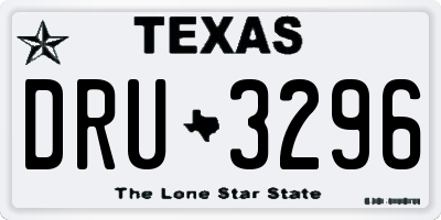 TX license plate DRU3296
