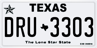TX license plate DRU3303