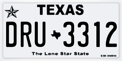 TX license plate DRU3312