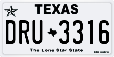 TX license plate DRU3316