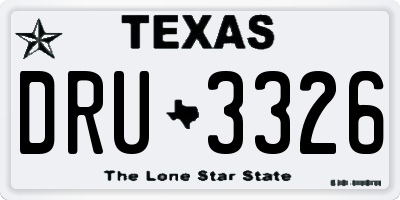 TX license plate DRU3326