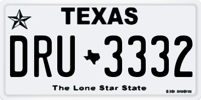 TX license plate DRU3332