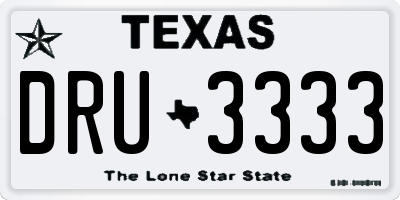 TX license plate DRU3333